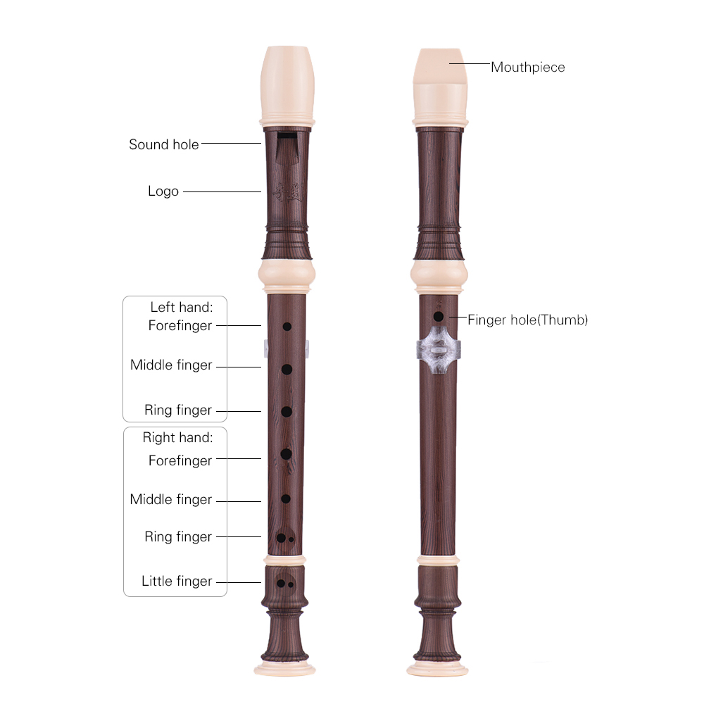 QM8A-5G Detachable Soprano Recorder German Style 8 Hole Key of C Wind Musical Instrument