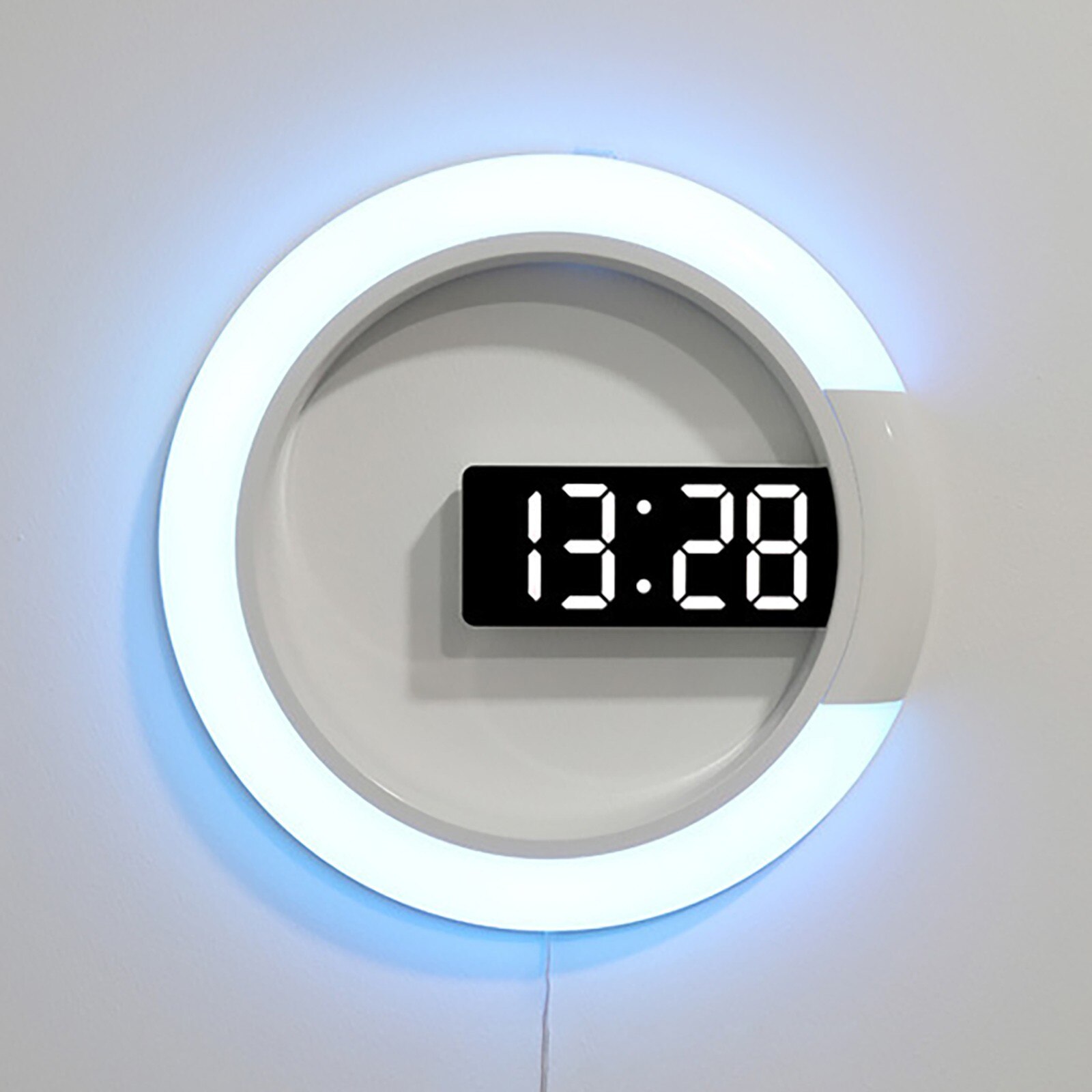 Led Light Wall Clock Remote Control Digital With Alarm And Temperature Display Function 7-colour Night Clocks