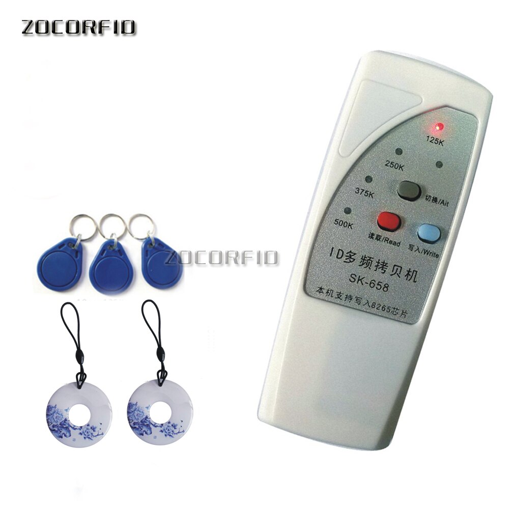 4 kinds frequency RFID Copier/ Duplicator/ Cloner ID EM reader & writer+ 10pcs rewritable keyfobs