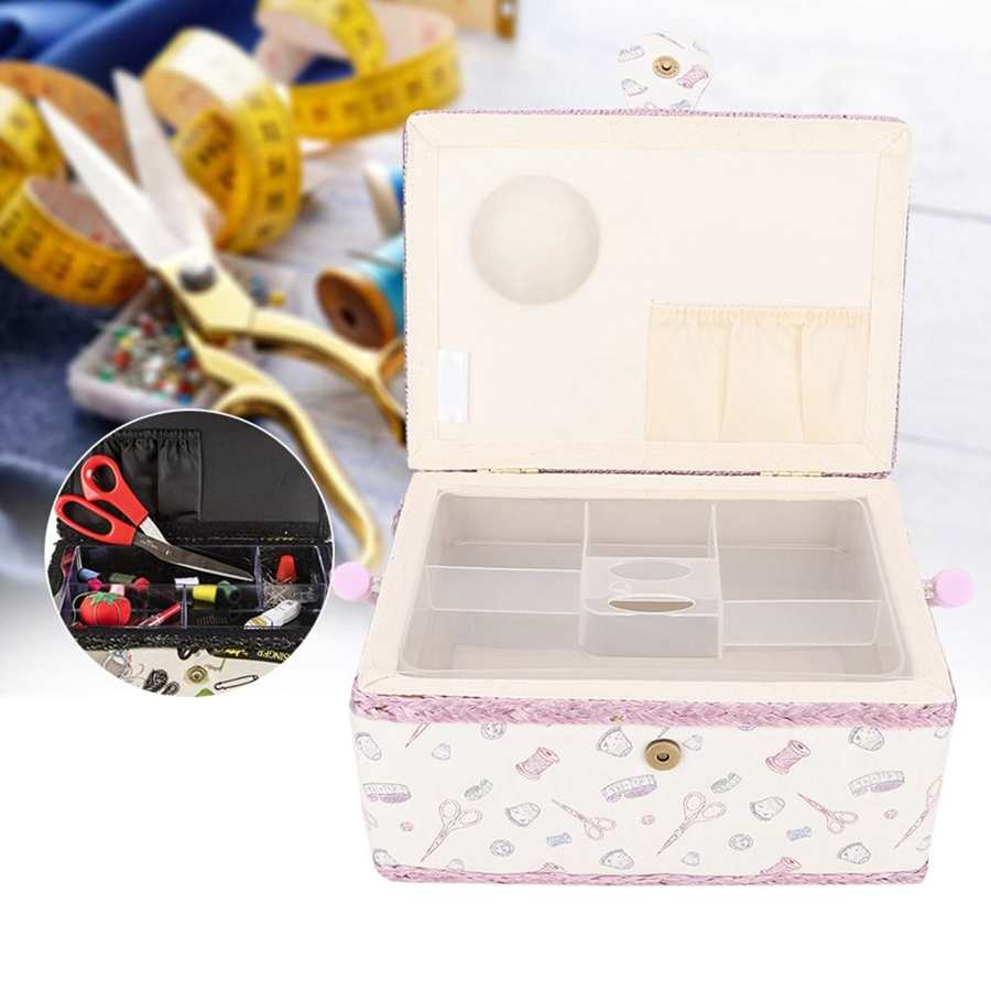 Vintage Sewing Basket Household Fabric Craft Thread Needle Storage Box Organizer Sewing Storage Box