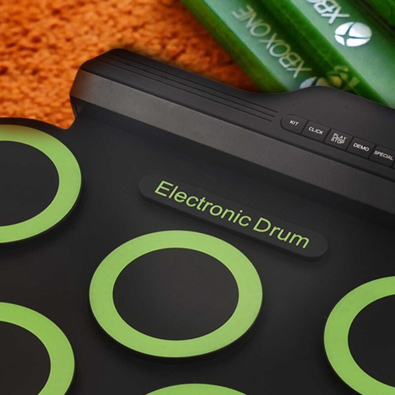 Draagbare Elektronische Drum Digitale Usb 7 Pads Roll Up Drum Set Siliconen Elektrische Drum Pad Kit Met Drumsticks Voetpedaal