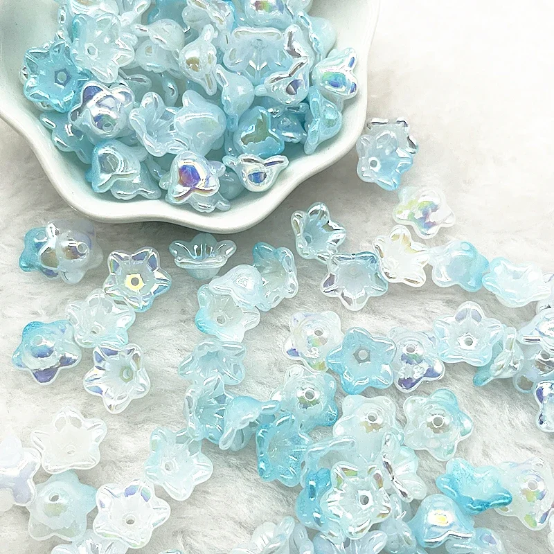 50 Uds. De tapas de cuentas acrílicas de campana de cambio Gradual de 7x13mm, accesorios de joyería, dijes, pulseras, cuentas espaciadoras para fabricación de joyas: Verde militar