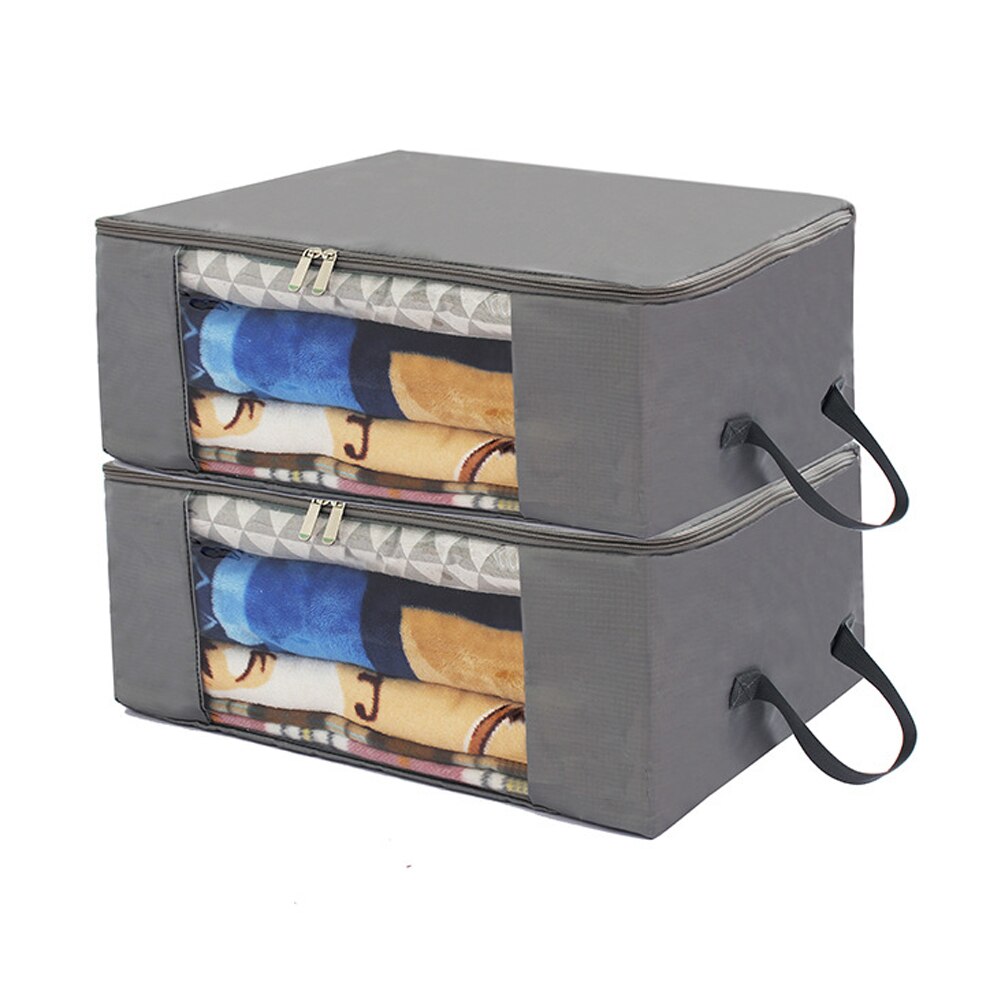Underbed Storage Bags, 2 pcs Foldable Large Clothes Storage Bags with Zips, Thick Breathable Underbed Clothes Storage Bags: F 2PCS 60x50x30 cm