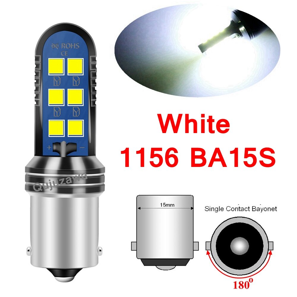 Bombillas LED superbrillantes para coche, luz de marcha atrás de 12V, 2 piezas, BAY15D P21/5W 1157 BA15S P21W BAU15S 1156: Cristal azul