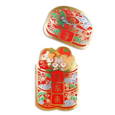 1 Pack 3 Pcs China Bamboo Dumplings steamer Cartoon Animal Red Envelope Rat Year Red Packet: design 3 only
