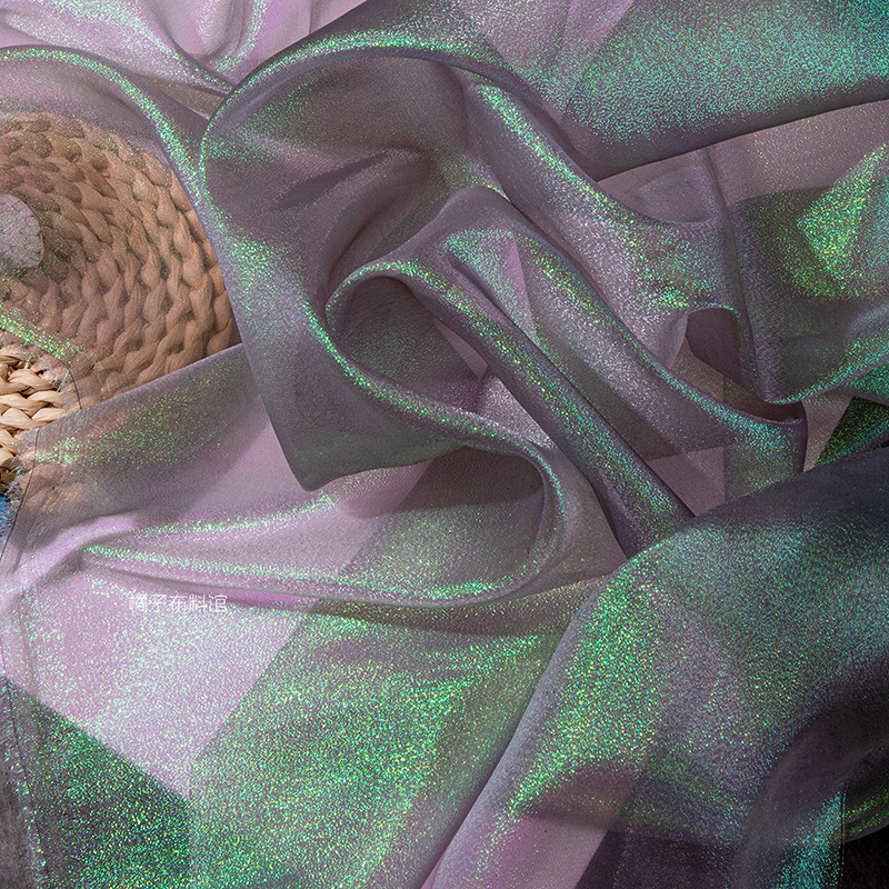 Gradiënt Organza Zijden Gordijn Gouden Bruiloft Kleuterschool Kleding Jurk Creatieve Podiumstof Achtergrondstof: YELLOW