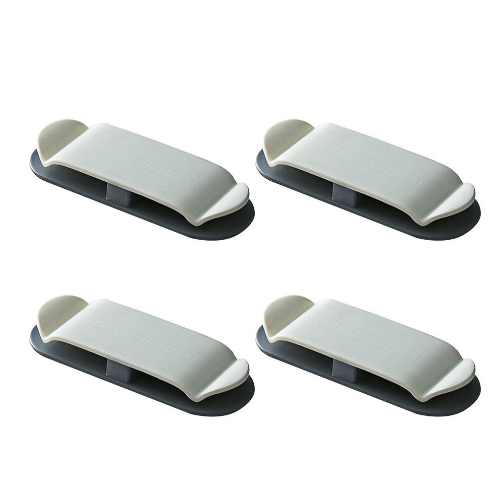 Multi-purpose Hooks 4pcs Punching-free Power Plug Hooks Electrical Wire Plug Hooks Holder Clothes Hanger Socket Home Top: Gray
