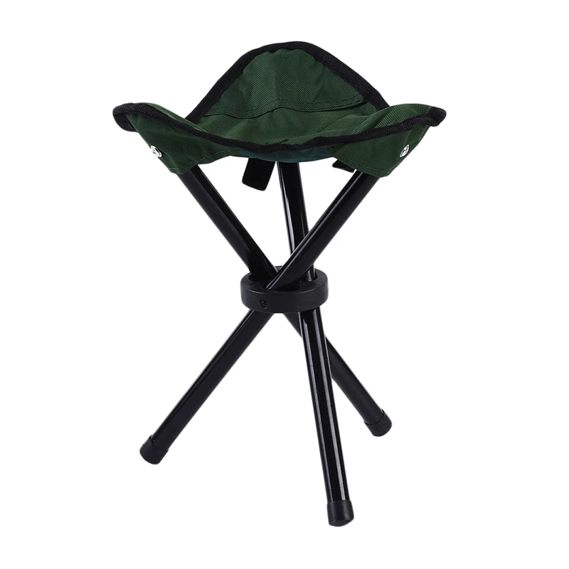 Taburete Triangular plegable pequeño para exteriores, sillas de pesca, bancos multifunción para acampar, taburetes plegables, sillas de parque diarias para el hogar: Verde