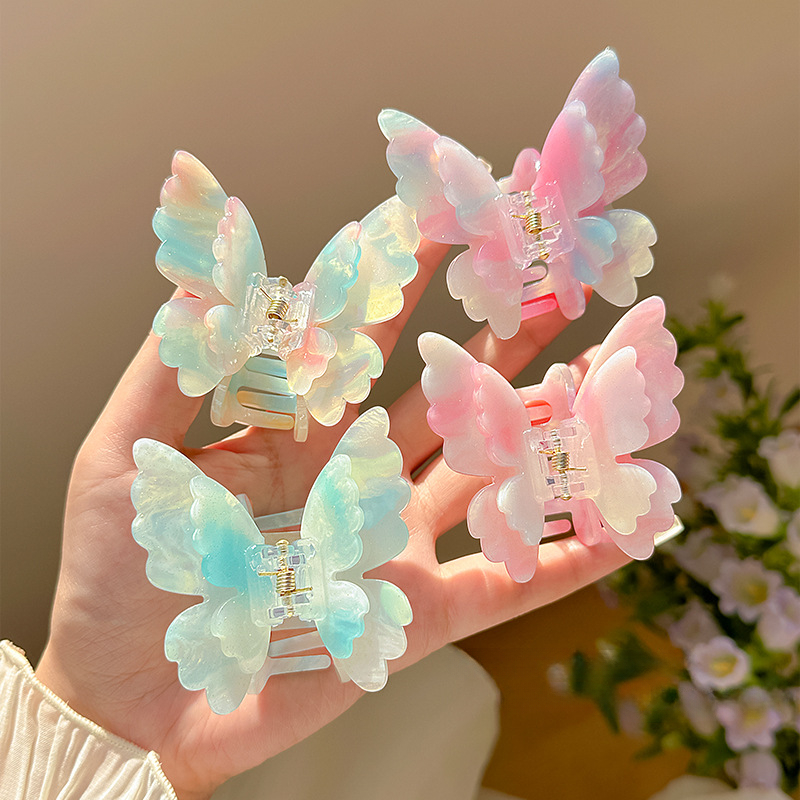 Pince à cheveux papillon changeante de couleur douce, pince à cheveux crabe féerique d'été pour femmes et filles, pince requin, épingle à cheveux, couvre-chef, accessoires pour cheveux