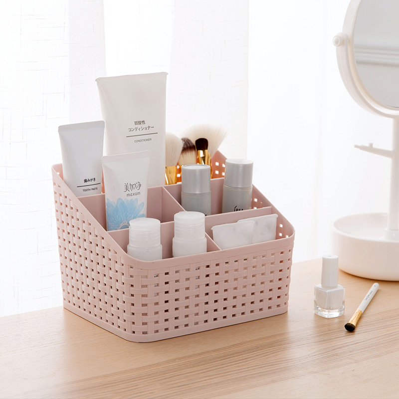 Hoomall Home Office Stationary Storage Container Box Plastic Hollow Makeup Organizer 5 Grids Desktop Sundries Storage Basket