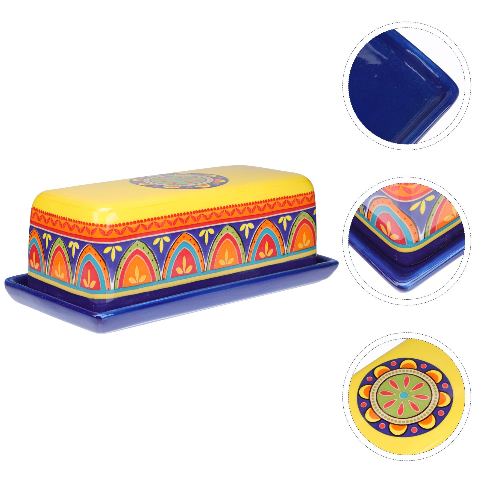 Boîte à fromage rectangulaire en céramique, conteneur à beurre ménager 1 pièce: Yellow