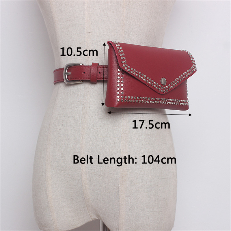 Mihaivin Vrouwen Klinknagel Taille Riem Pak Ongedwongen Taille Tas Pu Leer Vrouwen Tassen Reizen Riem Portefeuilles Fanny Tassen Dames Fit iphone13/+