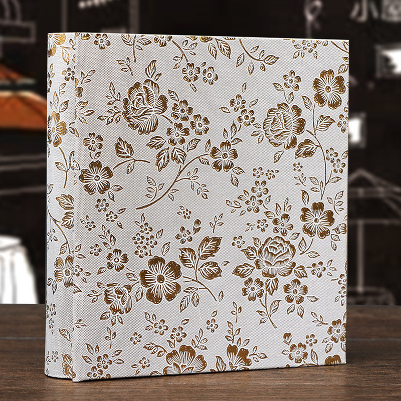 6 zoll Fotoalbum Leder Blumen- Lagerung Kasten 100 Blätter EinfüGen Seite Album Liebhaber freundlicher Buch Speicher Hochzeit DIY foto