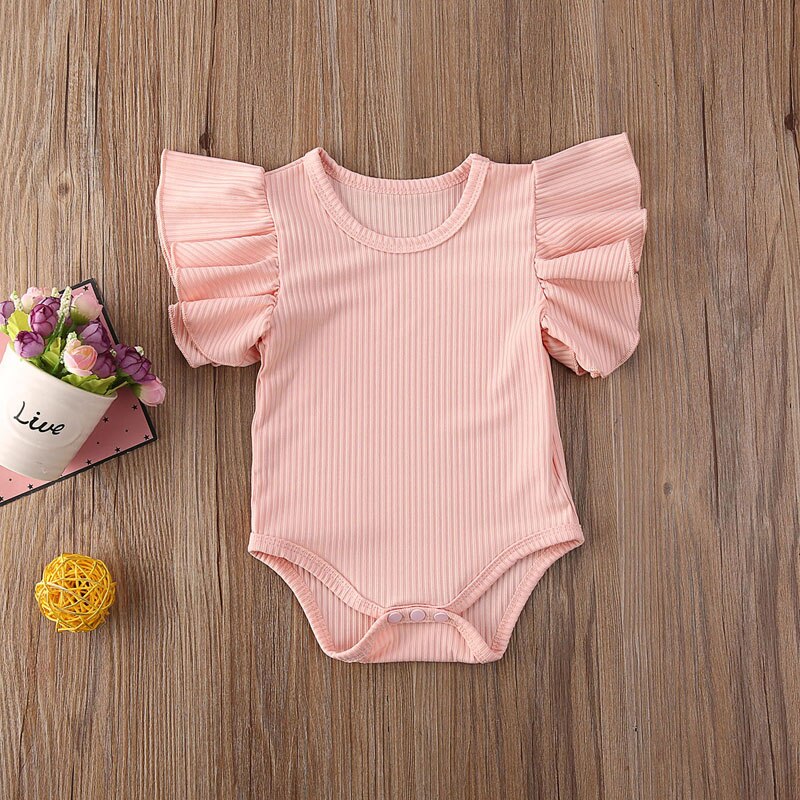 Focusnorm 0-18m pasgeboren babymeisje katoenen bodysuit korte mouwen jumpsuit kledingset zonnepak