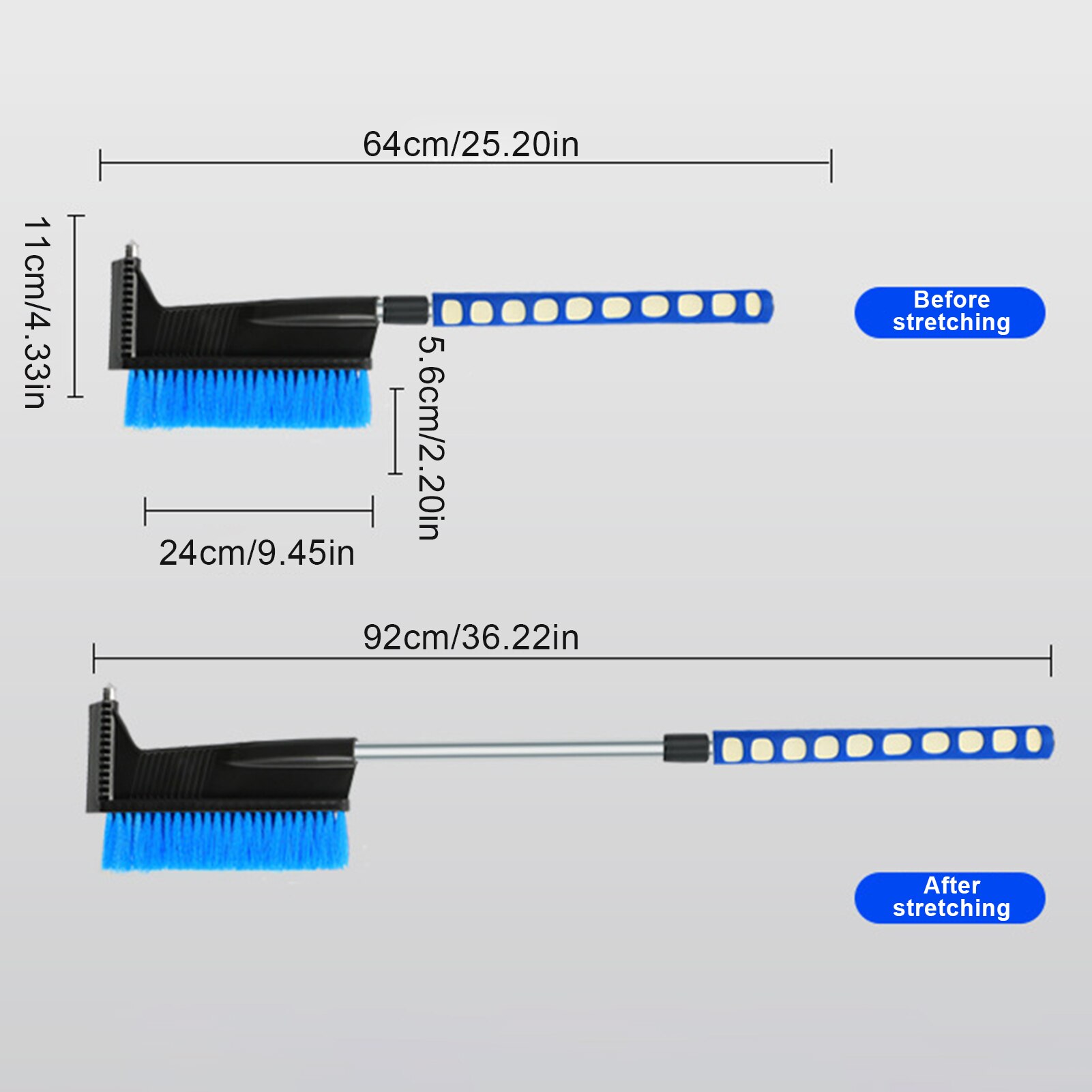 Raspador de hielo para coche, cepillo de nieve de vidrio para parabrisas, herramienta limpiadora de nieve ajustable de acero inoxidable, accesorios para lavado de autos
