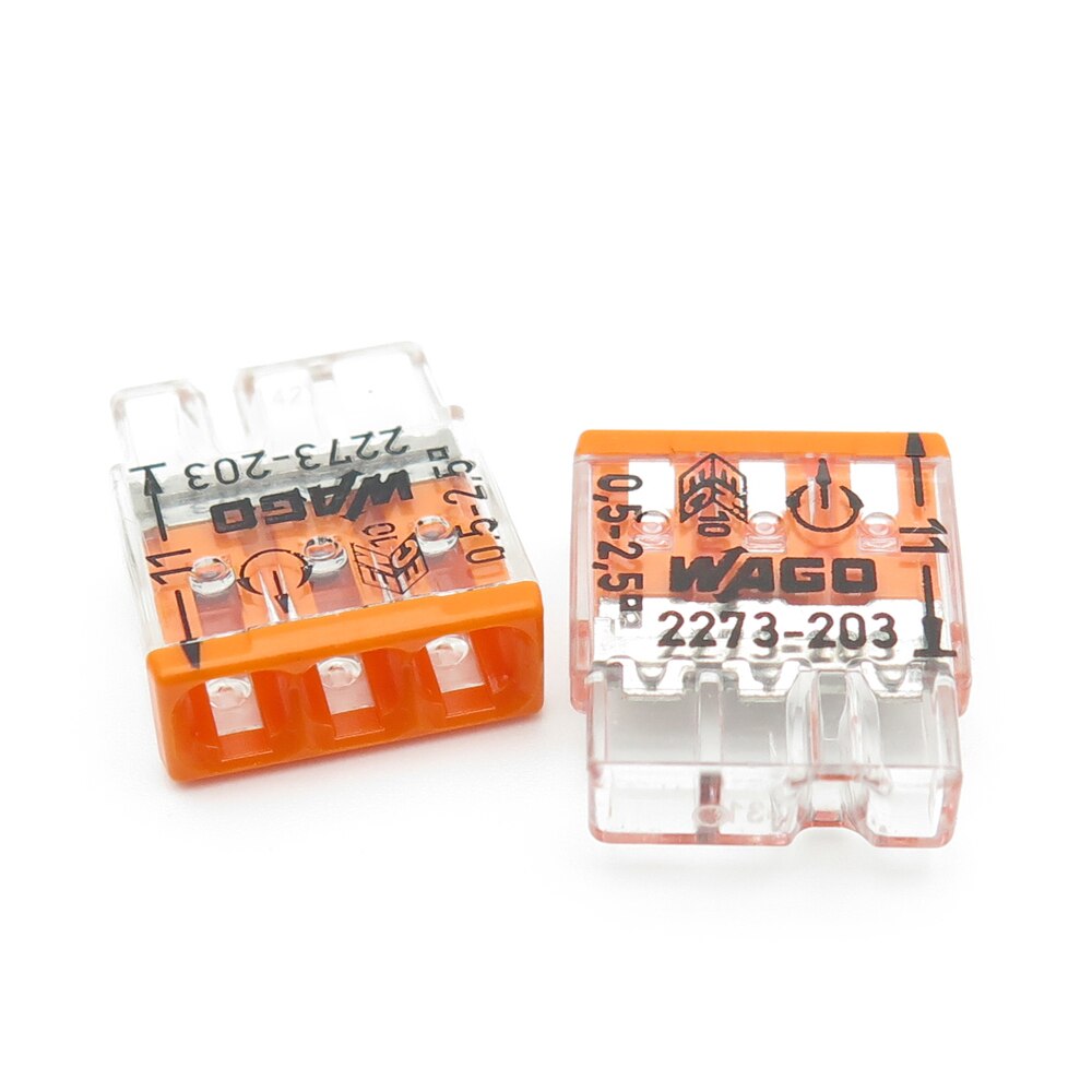 Origin 2273-203 10Pcs Mini Push-in Connector 3 Pin Compact Wire Connector For Junction Box Installation Terminal Bolcks VDE UL