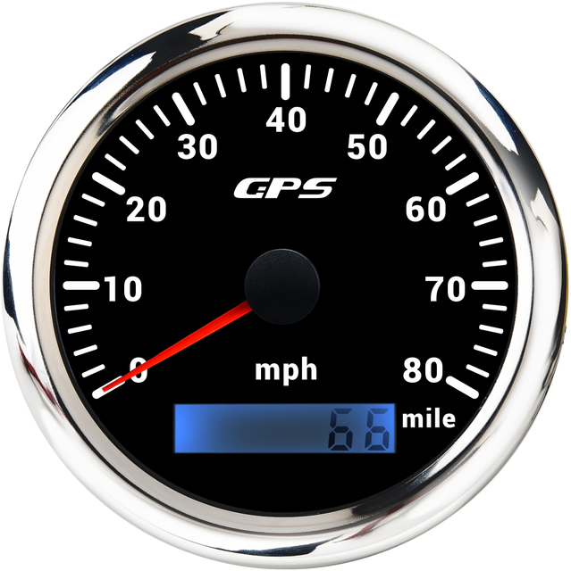 Tachimetro GPS 85MM 80 160 MPH miglia con sensore tachimetro retroilluminazione a 7 colori impostato per moto Marine Boat Car Auto 12V 24V: 80MPH Black silver