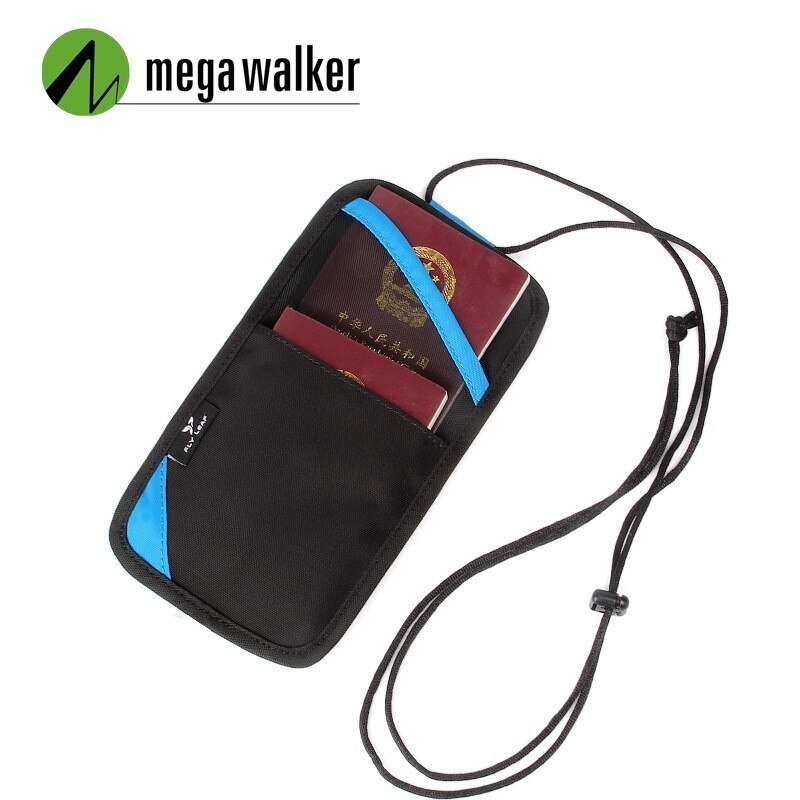 Mega Walker Brand Opknoping Nek Paspoort Tas Mannen Vrouwen Reizen Document Organizer ID Credit Kaarthouder Beschermende Cover Card Pack: Blauw