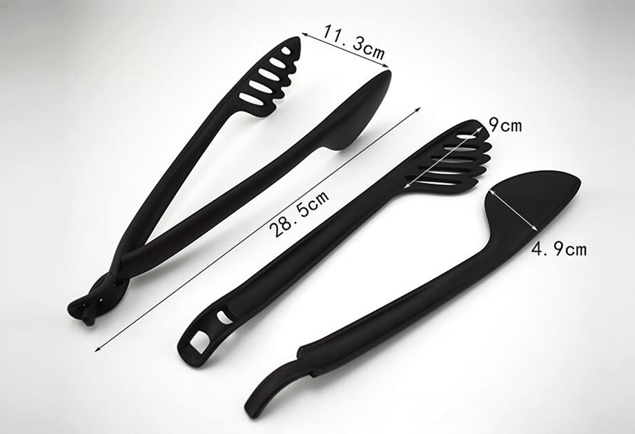 Pinzas para Fideos de nailon y silicona, 9 pulgadas, pinzas para alimento, pinzas para Pasta, pinzas para alimento, mango de acero inoxidable, utensilios de cocina, accesorios de cocina