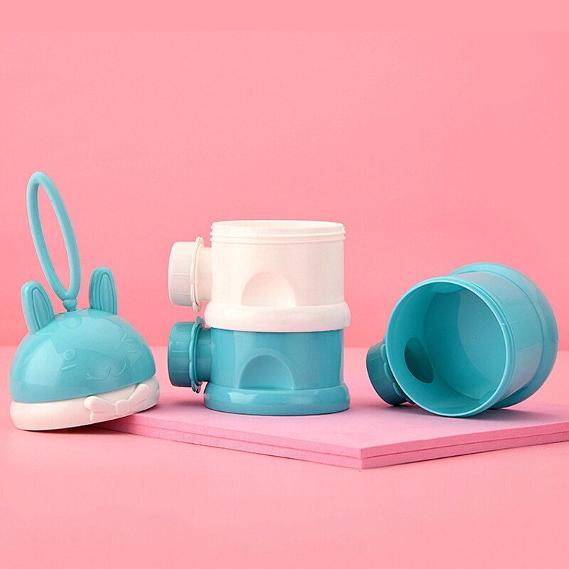 Contenedores de almacenamiento de alimentos para bebé, caja de leche en polvo para niño pequeño, dispensador de fórmula, contenedor portátil de aperitivos de 3 capas, con dibujos animados