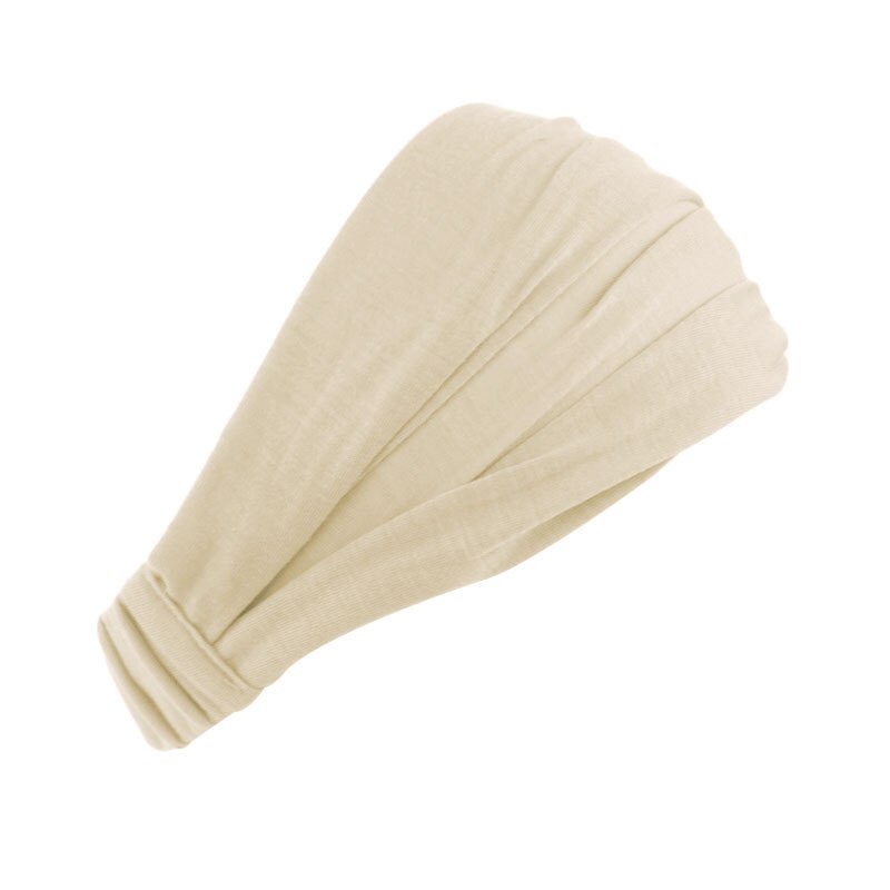 Stretchy dame bomuld hårbånd pandebånd kvinders pandebånd wrap hovedtørklæde kasket 2 in1 bandana turban hårtilbehør til piger: Beige