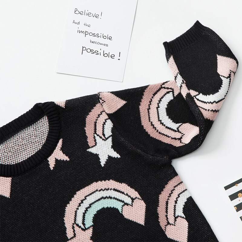 Welaken regenboog breien kinderkleding peutermeisje schattige trui herfstoutfit kinder winter breigoed babymeisje trui
