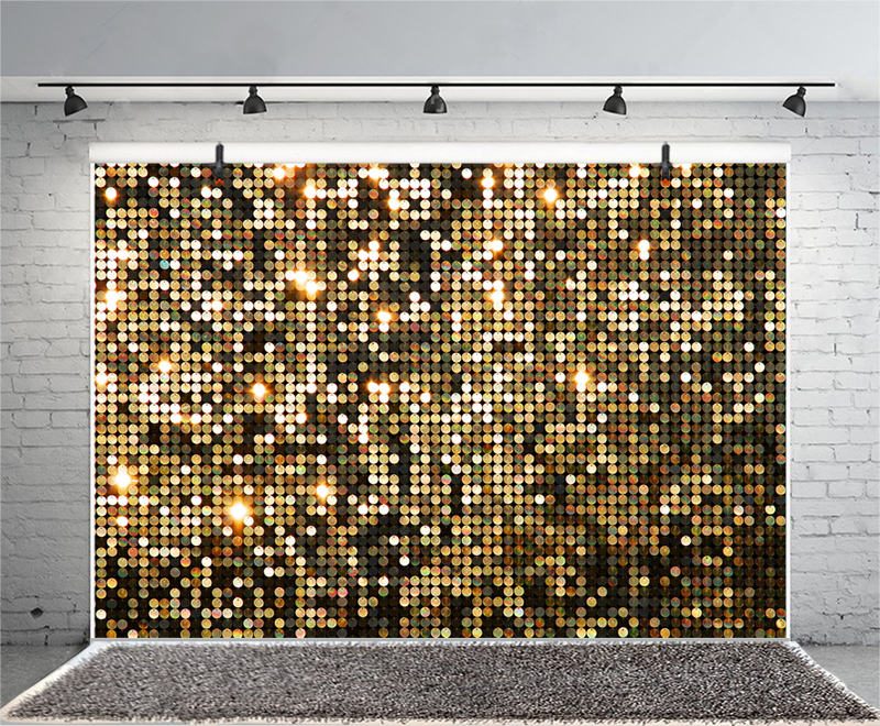 Gelukkige Verjaardag Achtergrond Disco Shining Gold Glitter Pailletten Volwassen Wedding Party Fotografie Achtergrond Voor Foto Studio Props