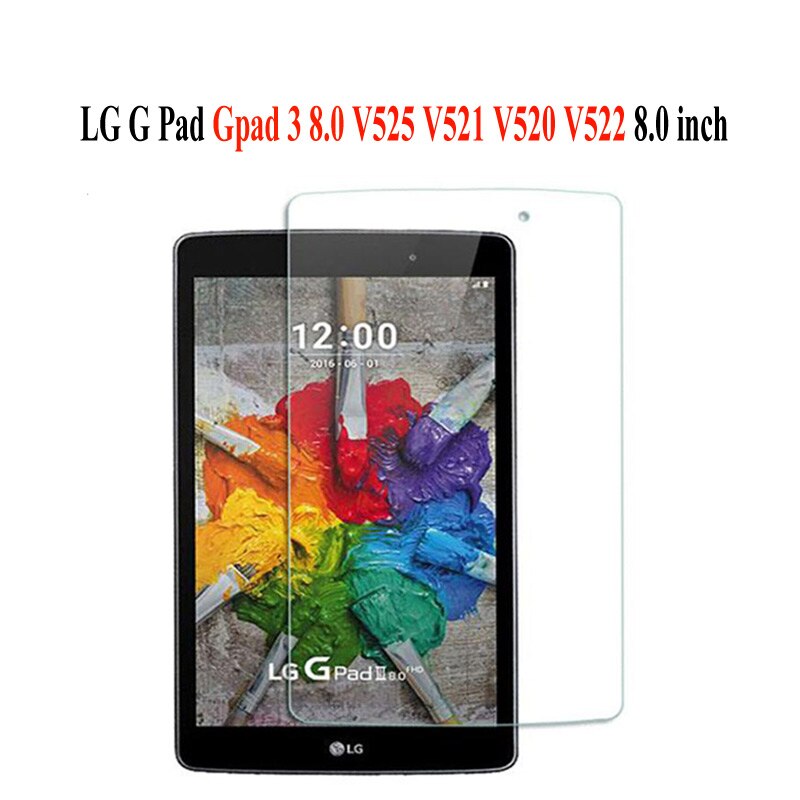 Película de vidrio templado 9H para LG G Pad 7,0 8,0 8,3 10,1 GPad V400 V480 V490 V500 V700 V525 V930 F2 8,0 LK460, película protectora de pantalla: G Pad 3 8.0 V525
