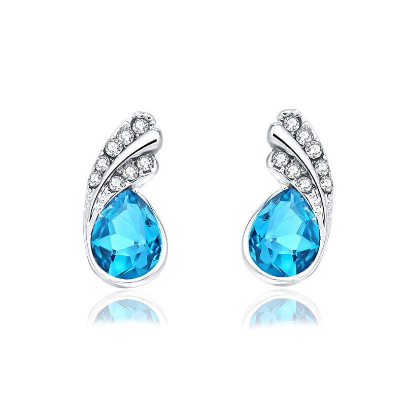 925 sterling zilveren oorbellen dames klassieke water druppels blue crystal zilveren sieraden kerstcadeau e067