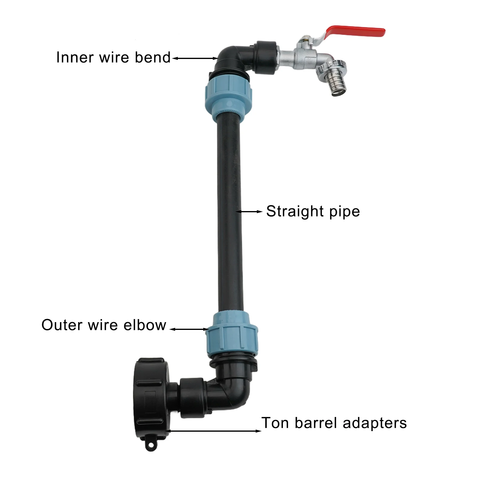 IBC Adapter Aansluitset 3/4 "Uitlaat Kraan Voor Tankcontainer Regenwatertank IBC Zwanenhals Uitlaatkraan