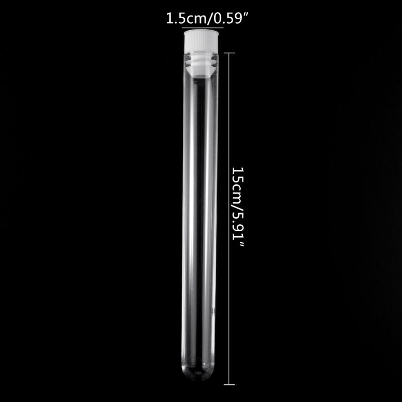 10Pcs Plastic Test Tubes Lab Test Tool Met Schroefdop Transparant 15*150Mm