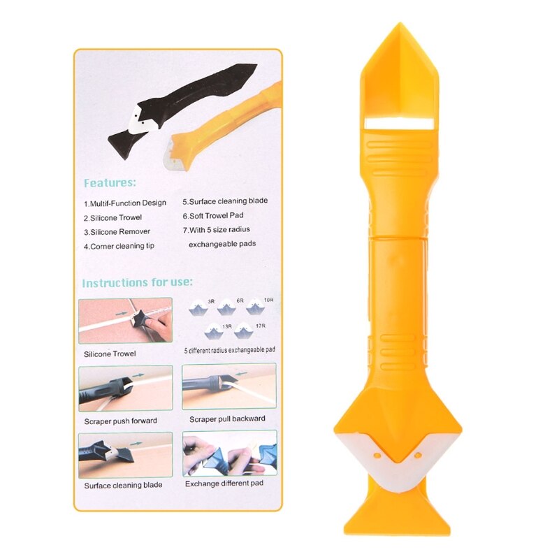 Outils de raclage d'angle de truelle, mastic de calfeutrage, finition de nettoyage, Silicone W0YD