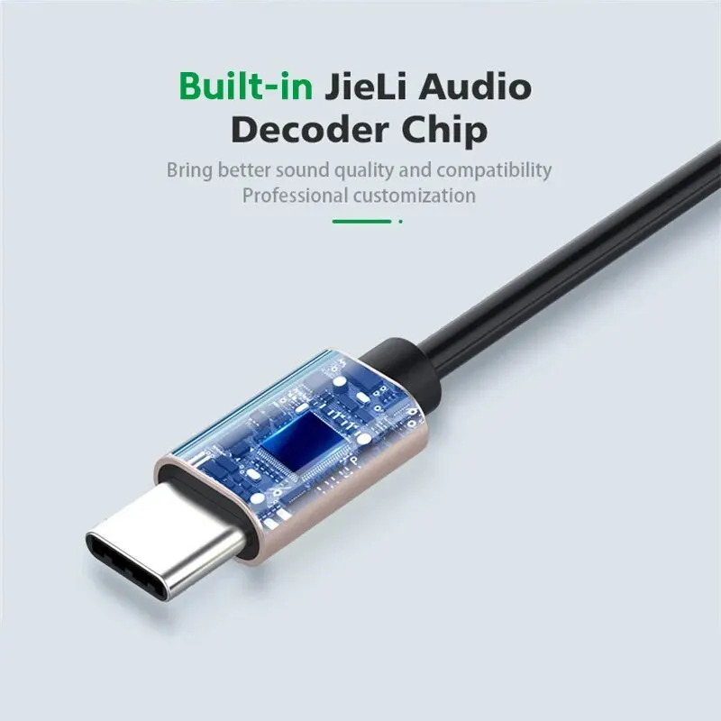 Usb c  to 3.5mm jack aux lydkabeladapter for hodetelefoner headset høyttaler aux-ledningsledning type-c omformerkabel