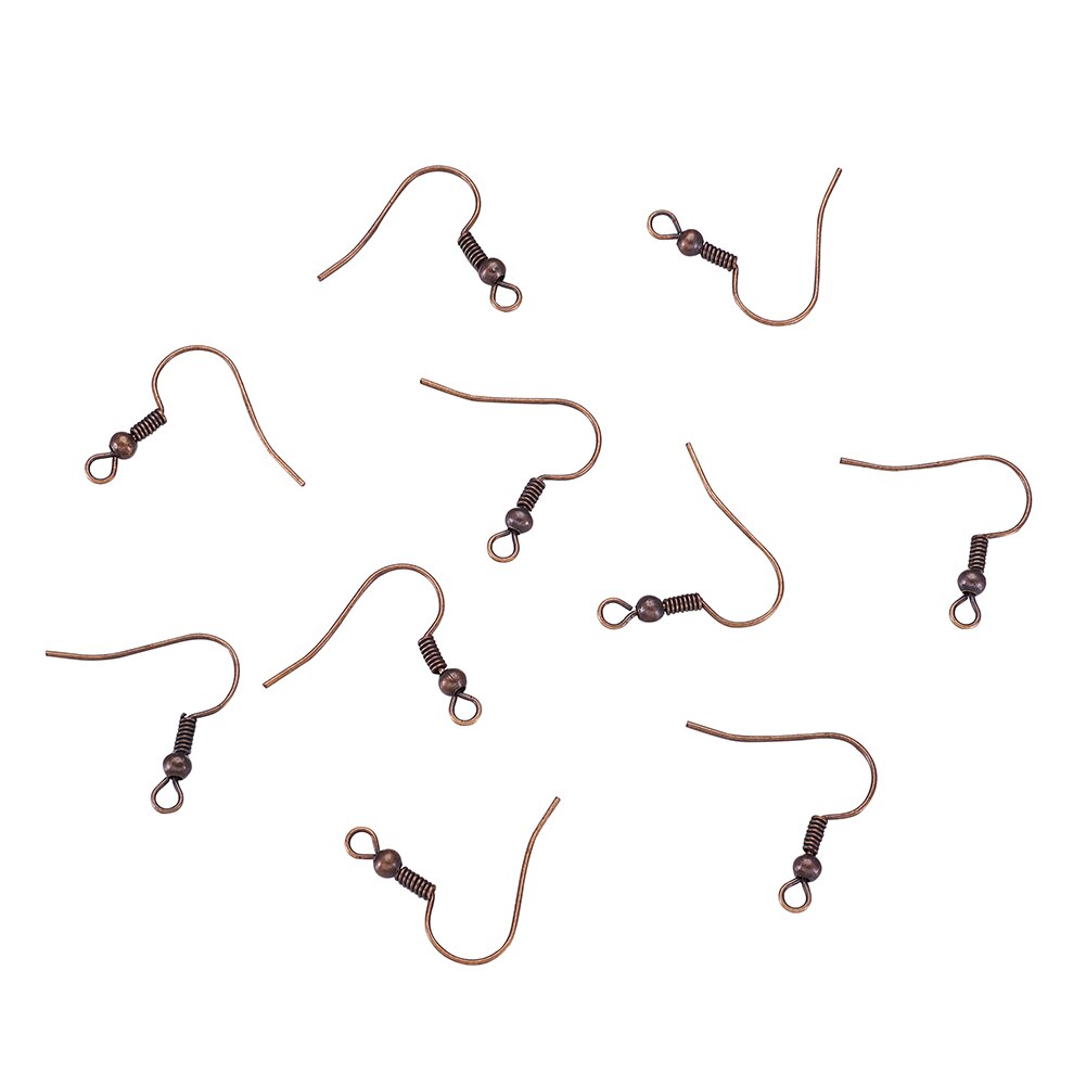 100pcs Golden/Antique Bronze Iron Ear Wires Hooks Earring Hooks Eardrop Settings Base Supplies Nickel Free for Jewelry Findings: Red Copper