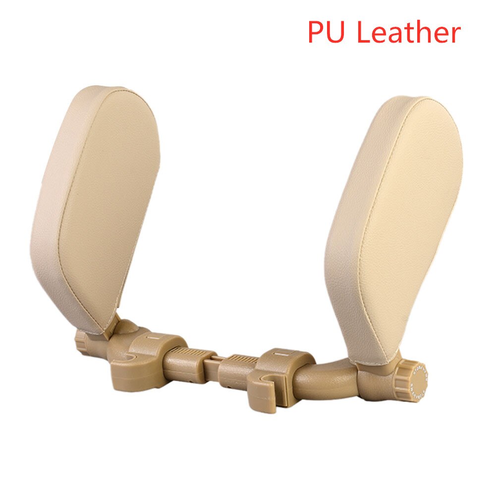 Poduszka robić spania samochodu zagłówek fotelik samochodowy wsparcie szyi dla dziecka kręgosłw górę szyjny regulowana szerokość wysokość dla większość samochodów z zagłówkami: Beige PU