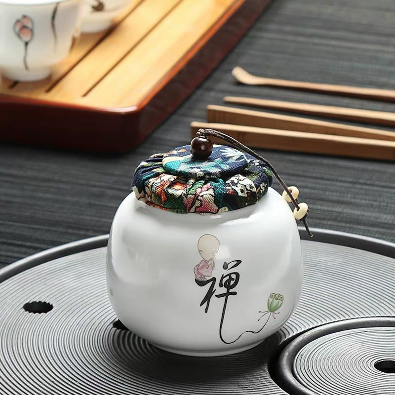 Ceramic Retro Mini Tea Caddies Kitchen Spice Jar Sealed Cans Candy Dried Fruit Storage Bottle Food Container Teaware