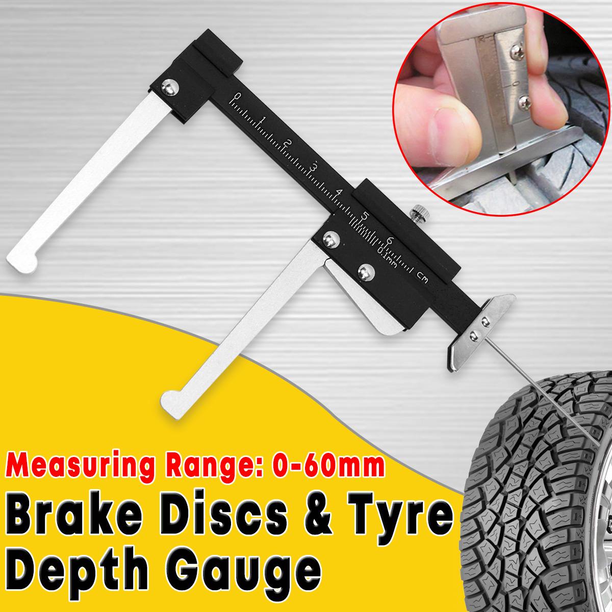 ZEAST Aluminium Reifen Reifen treten Tiefe Messgerät + Bremsscheibe 0-60mm Vermesser Werkzeug Dicke Lineal Sauerei werkzeug Sattel