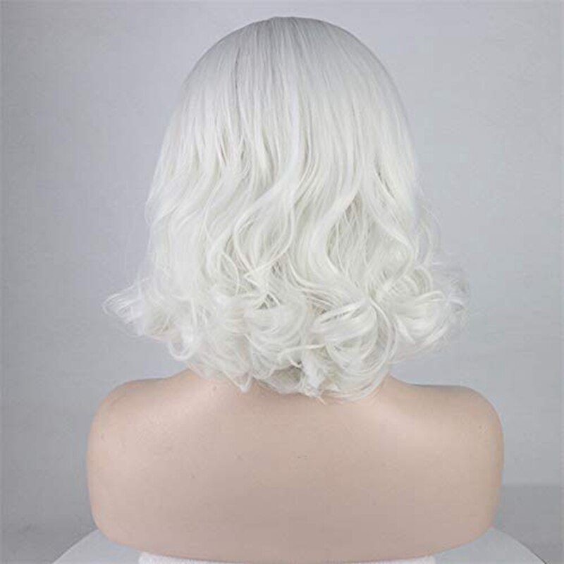 Dlme Sabrina Cosplay Korte Witte Blonde Synthetische Lace Front Pruiken Hittebestendige Hair Wit Bob Golvende Pruik Voor Vrouwen