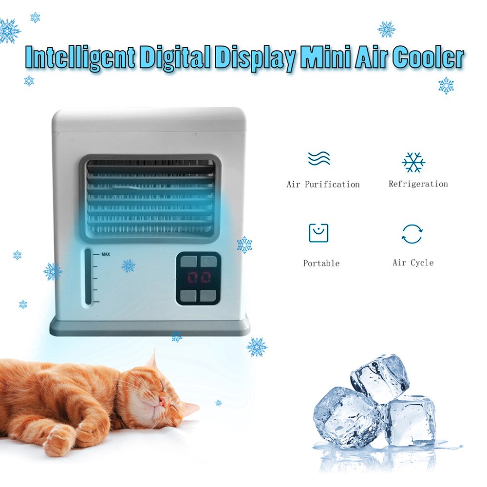 Climatiseur portatif Rechargeable de climatisation d'usb Mini ventilateur de refroidissement d'air d'affichage numérique de refroidisseur d'air pour la maison de bureau