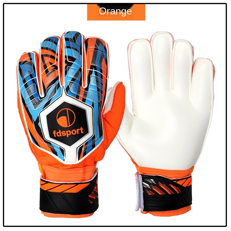 Nuovi Capretti di Calcio Portiere Guanti In Lattice Portiere di Calcio di Formazione di Calcio di trasporto libero di Protezione Custodi Guanti Per Gli Studenti: orange / size 8