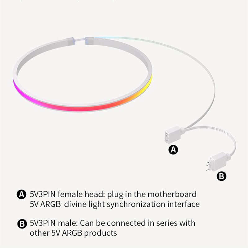 Coolcirc ARGB LED Strip Light 5V 3Pin/Small 4Pin Square Tube Silicone Colorful Atmosphere DIY Lamp Bar Computer Light