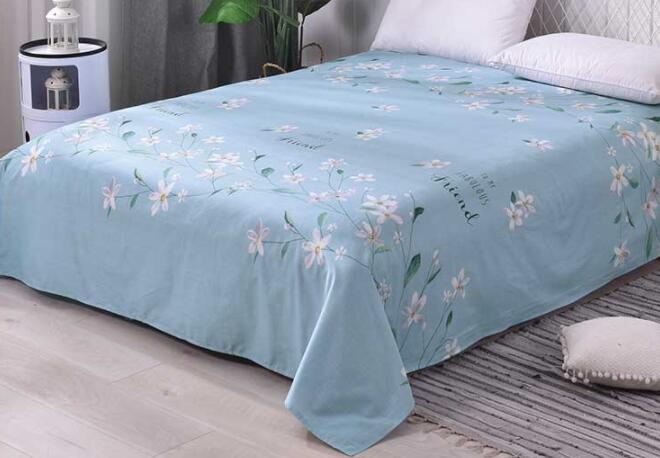 Sábana 100% algodón tamaño queen, Sábana de cama de tamaño queen 270cm x 230cm: Azul claro