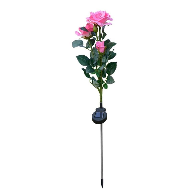 3LED Solar Simulatie Rose Bloem Licht Waterdicht Tuin Landschap Lamp Outdoor Gazon Lamp Thuis Decoratieve Bloem Night Lights: Pink