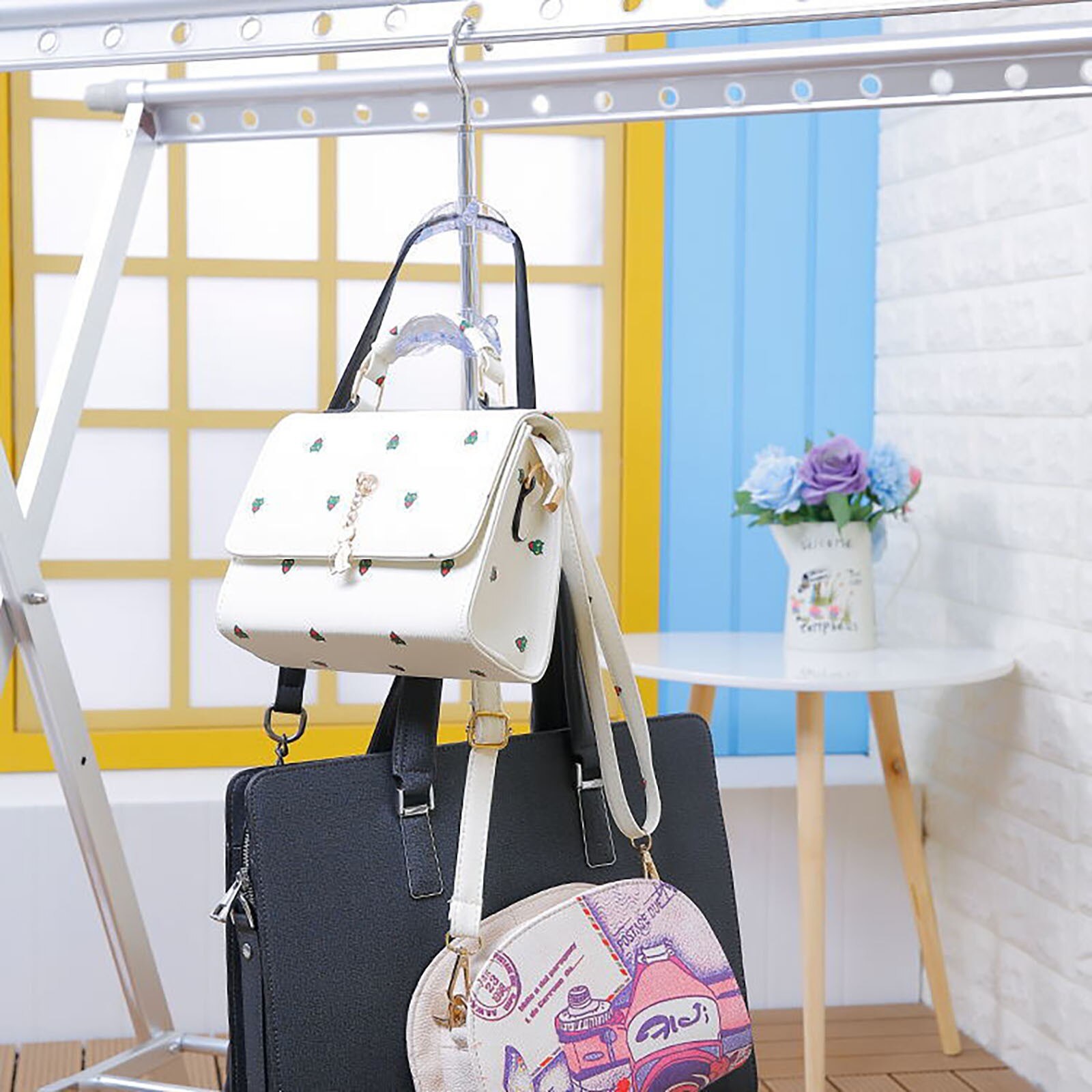 Porte-sac en cuir rotatif à 360 degrés, crochet de porte-manteau à 4 couches, à la , c50