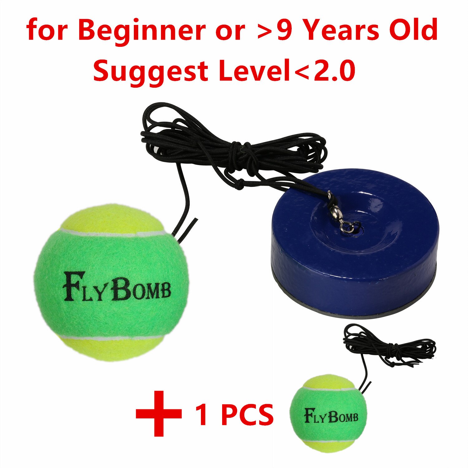 Portable Tennis Trainer 1KG Weight Heavy Iron Base for Adults Kids tenis Serve Training Self-study Rebound Balls Outdoor Indoor: green with 1 ball