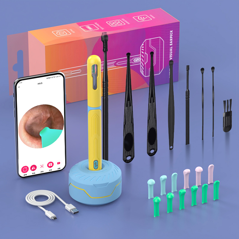 Limpiador de oídos con cámara, palos para los oídos HD, otoscopio, carga USB C, endoscopio, herramienta de eliminación de cera, palillo para los oídos, juego de limpieza de oídos NK3 Pro: Azul