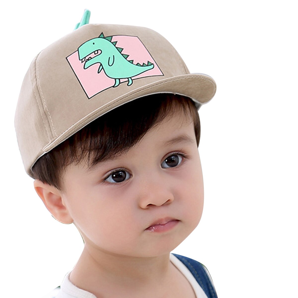 Sød dinosaur mønster børnehatte flade tegneserie børn baseball kasket fjeder baby justerbar bomuld kasket baby blød hat