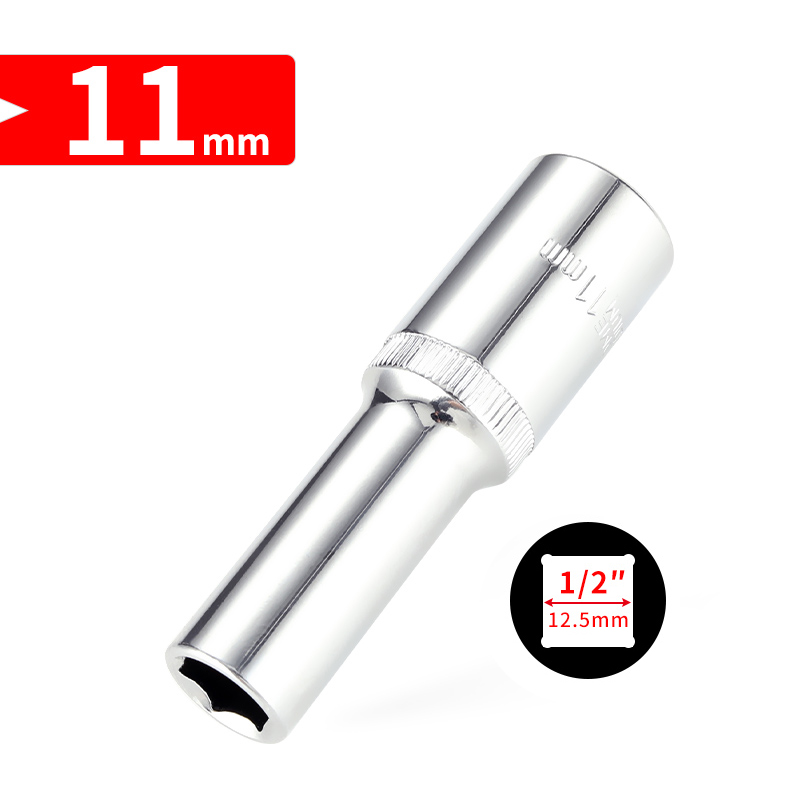 1/2 tommer  (12.5mm lengre hode 8-32mm cr-v pipenøkkelsett sekskantet skrallehode for bilreparasjonsverktøy: 11mm