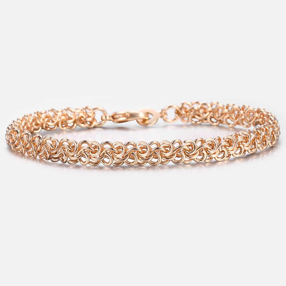 Bracelets For Women Men 585 Rose Gold Swirl Link Chain Bracelet Mens Woman Jewelry 6mm KCB09