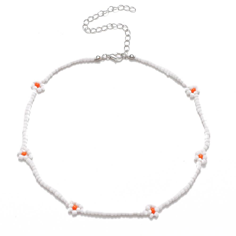 EN Korea Lovely Daisy Flowers Choker Necklace Women y2k Beads Necklace Of Women Girl For Party Beach Trendy Jewelry: ENS81285-04